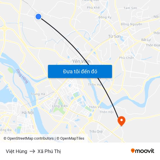 Việt Hùng to Xã Phú Thị map