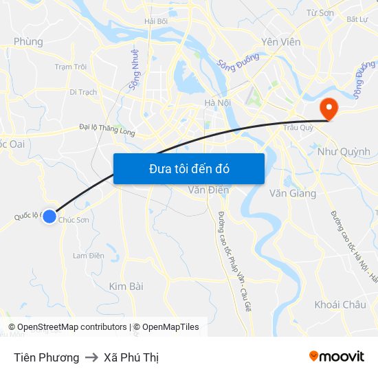 Tiên Phương to Xã Phú Thị map