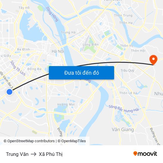 Trung Văn to Xã Phú Thị map