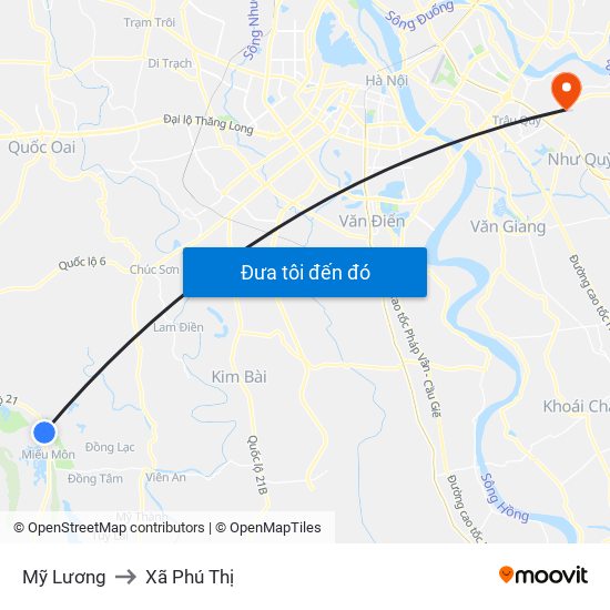 Mỹ Lương to Xã Phú Thị map