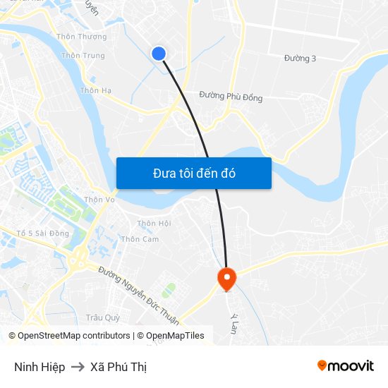 Ninh Hiệp to Xã Phú Thị map