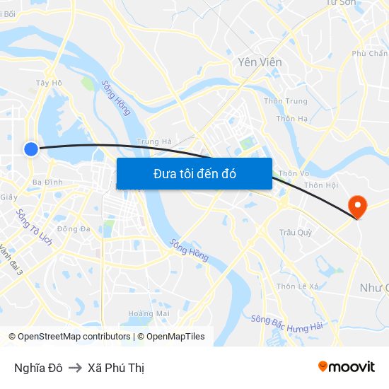 Nghĩa Đô to Xã Phú Thị map