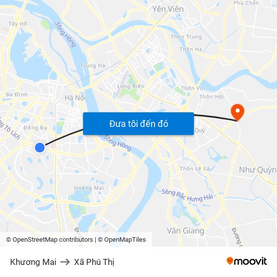 Khương Mai to Xã Phú Thị map