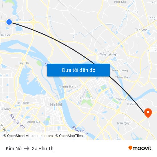 Kim Nỗ to Xã Phú Thị map