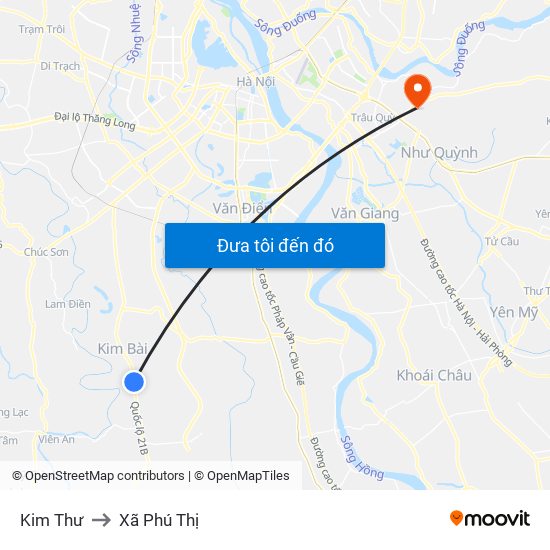 Kim Thư to Xã Phú Thị map