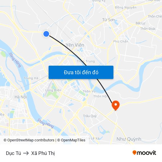 Dục Tú to Xã Phú Thị map