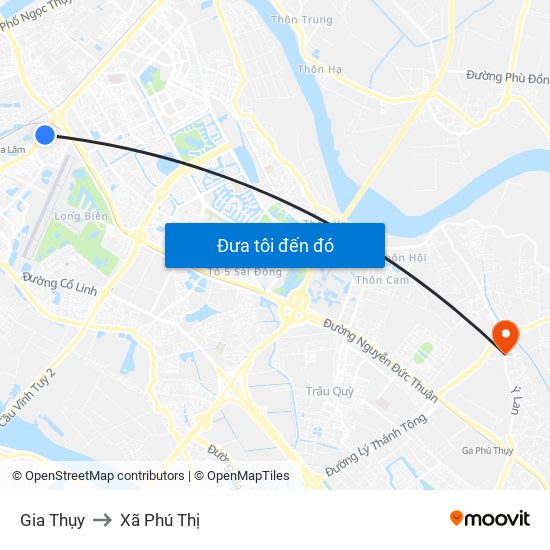 Gia Thụy to Xã Phú Thị map