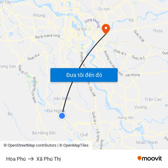 Hòa Phú to Xã Phú Thị map