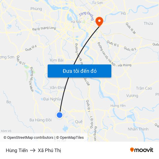 Hùng Tiến to Xã Phú Thị map