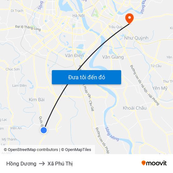 Hồng Dương to Xã Phú Thị map