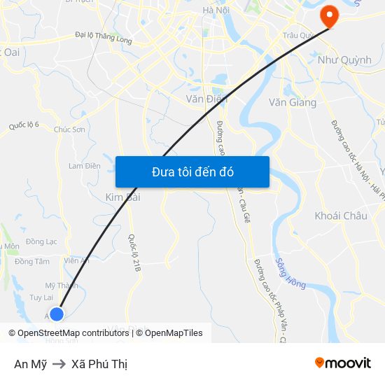 An Mỹ to Xã Phú Thị map