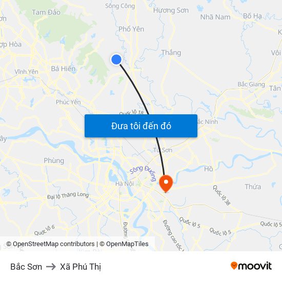 Bắc Sơn to Xã Phú Thị map