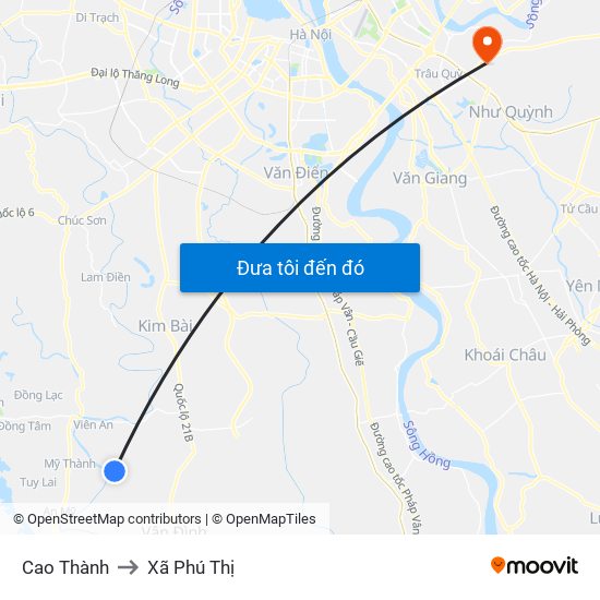Cao Thành to Xã Phú Thị map