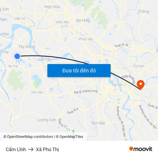 Cẩm Lĩnh to Xã Phú Thị map