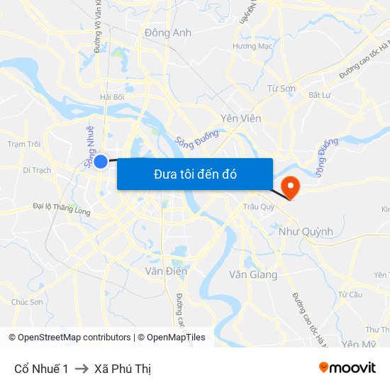 Cổ Nhuế 1 to Xã Phú Thị map