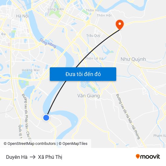 Duyên Hà to Xã Phú Thị map