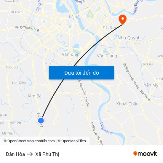 Dân Hòa to Xã Phú Thị map