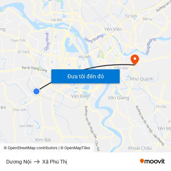 Dương Nội to Xã Phú Thị map