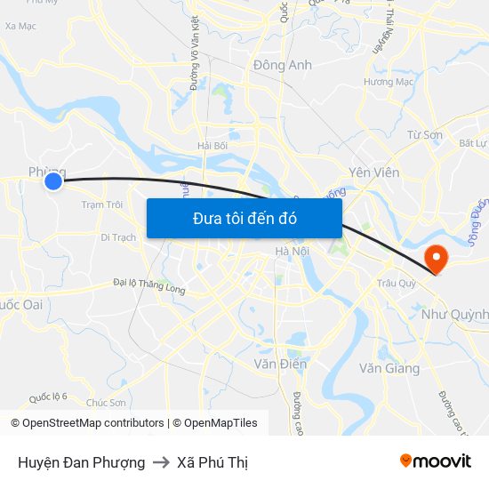 Huyện Đan Phượng to Xã Phú Thị map