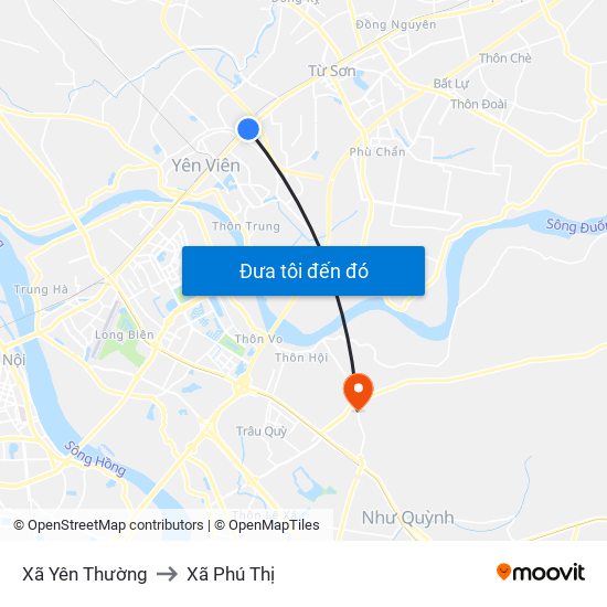 Xã Yên Thường to Xã Phú Thị map