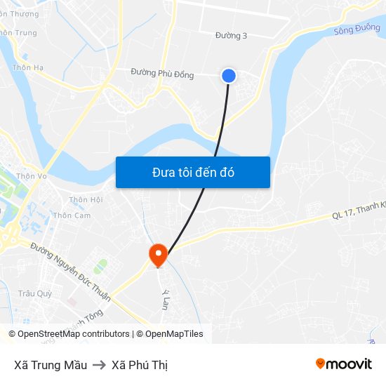 Xã Trung Mầu to Xã Phú Thị map