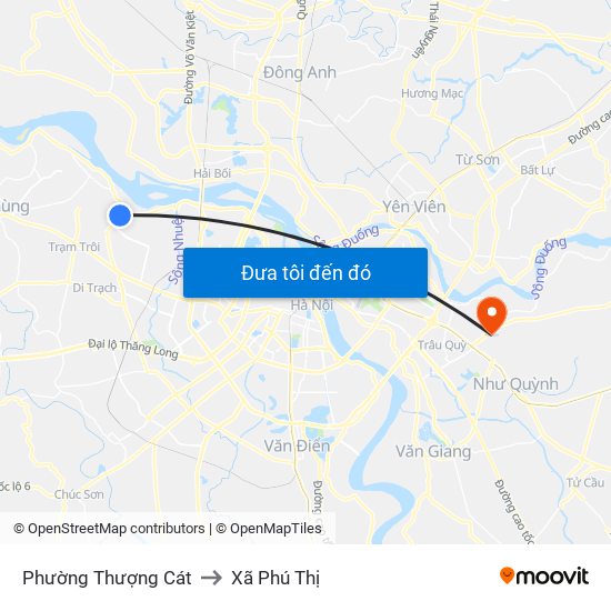 Phường Thượng Cát to Xã Phú Thị map