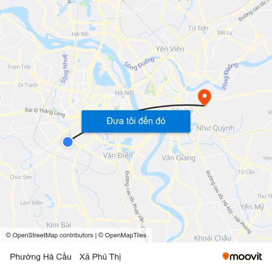 Phường Hà Cầu to Xã Phú Thị map
