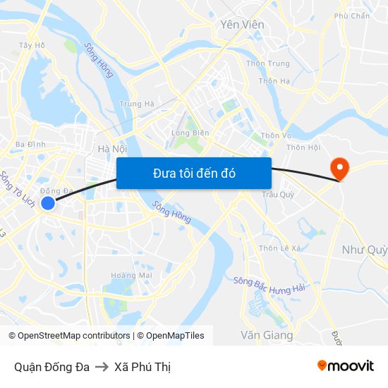 Quận Đống Đa to Xã Phú Thị map