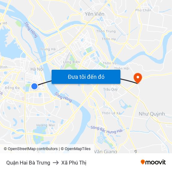 Quận Hai Bà Trưng to Xã Phú Thị map