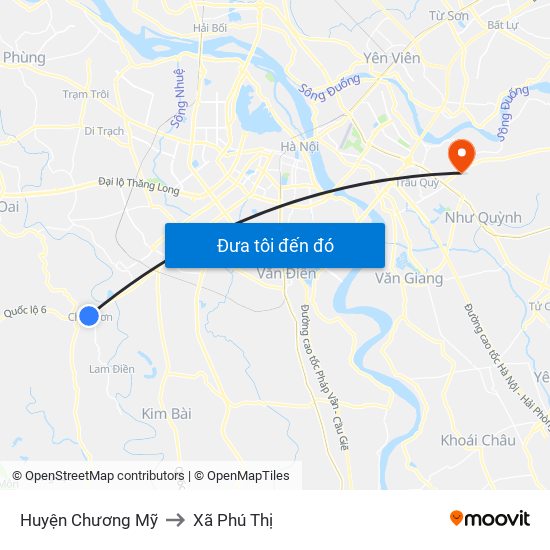 Huyện Chương Mỹ to Xã Phú Thị map