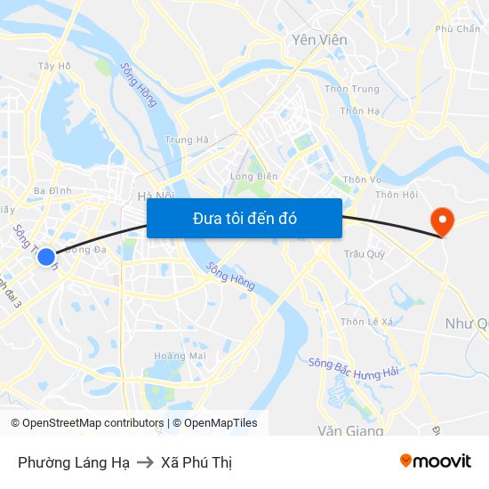 Phường Láng Hạ to Xã Phú Thị map