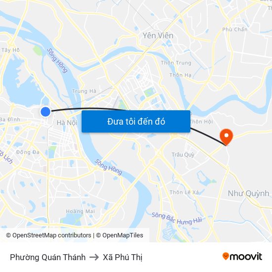 Phường Quán Thánh to Xã Phú Thị map