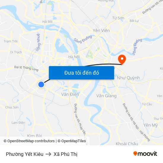 Phường Yết Kiêu to Xã Phú Thị map