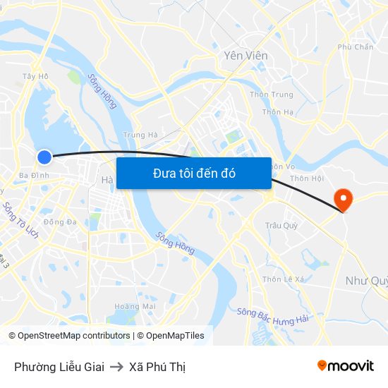 Phường Liễu Giai to Xã Phú Thị map