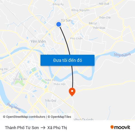 Thành Phố Từ Sơn to Xã Phú Thị map