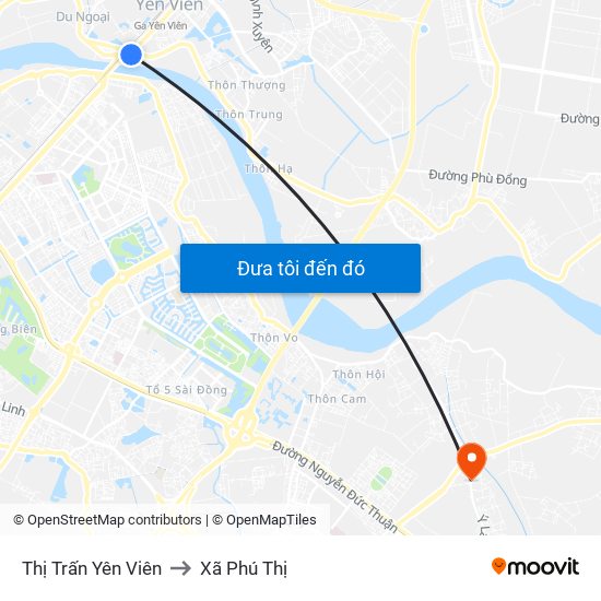 Thị Trấn Yên Viên to Xã Phú Thị map