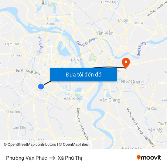 Phường Vạn Phúc to Xã Phú Thị map