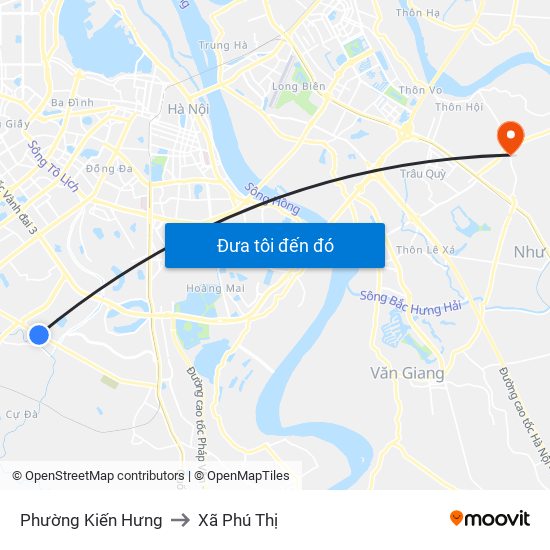 Phường Kiến Hưng to Xã Phú Thị map