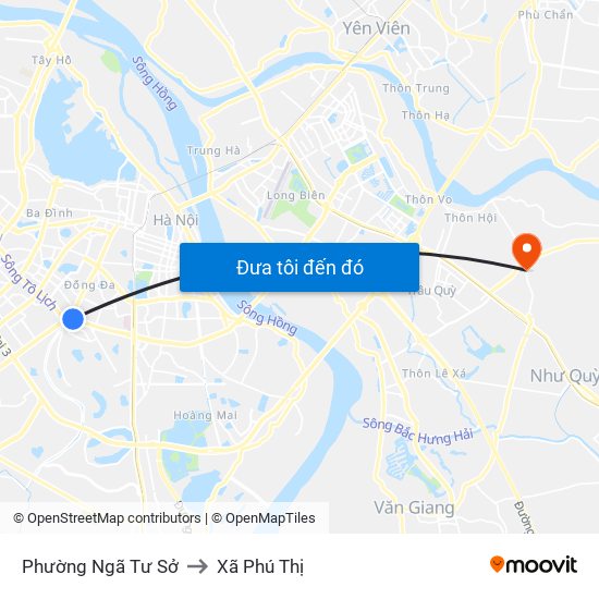 Phường Ngã Tư Sở to Xã Phú Thị map