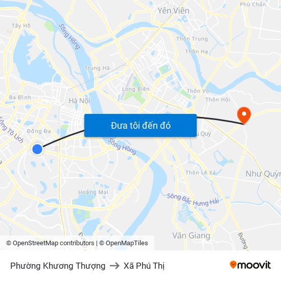 Phường Khương Thượng to Xã Phú Thị map