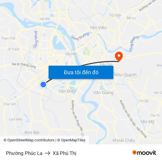 Phường Phúc La to Xã Phú Thị map