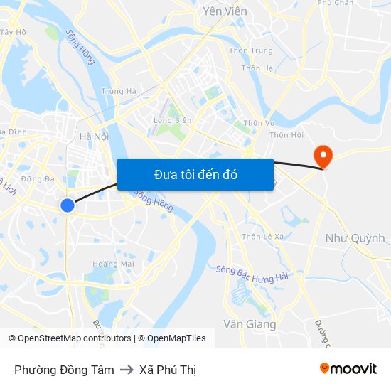 Phường Đồng Tâm to Xã Phú Thị map