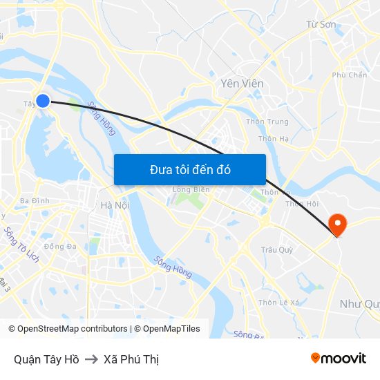 Quận Tây Hồ to Xã Phú Thị map