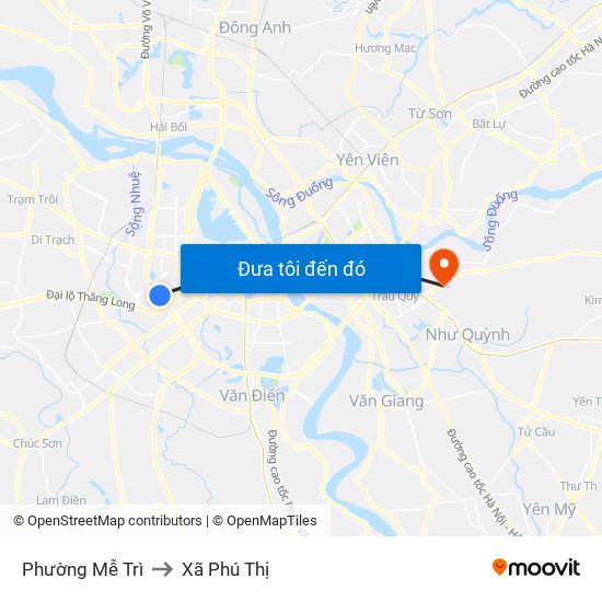 Phường Mễ Trì to Xã Phú Thị map