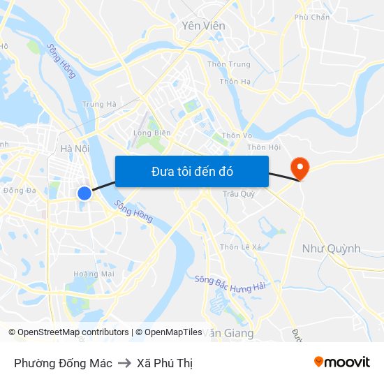 Phường Đống Mác to Xã Phú Thị map