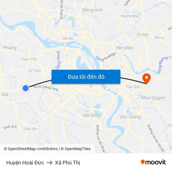 Huyện Hoài Đức to Xã Phú Thị map