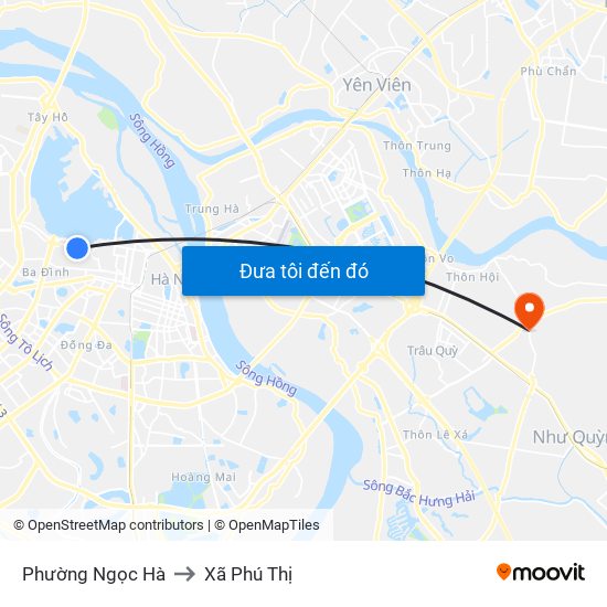 Phường Ngọc Hà to Xã Phú Thị map