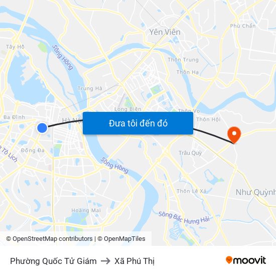 Phường Quốc Tử Giám to Xã Phú Thị map