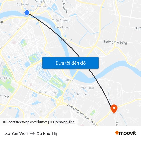Xã Yên Viên to Xã Phú Thị map