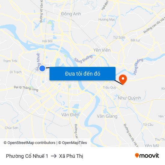 Phường Cổ Nhuế 1 to Xã Phú Thị map